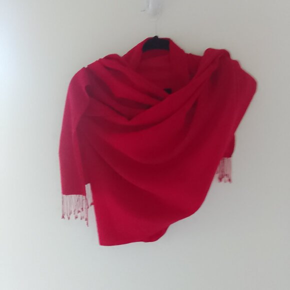 Portolano luxurious cashmere/silk/merino red wool wrap/scarf. - Picture 2 of 7